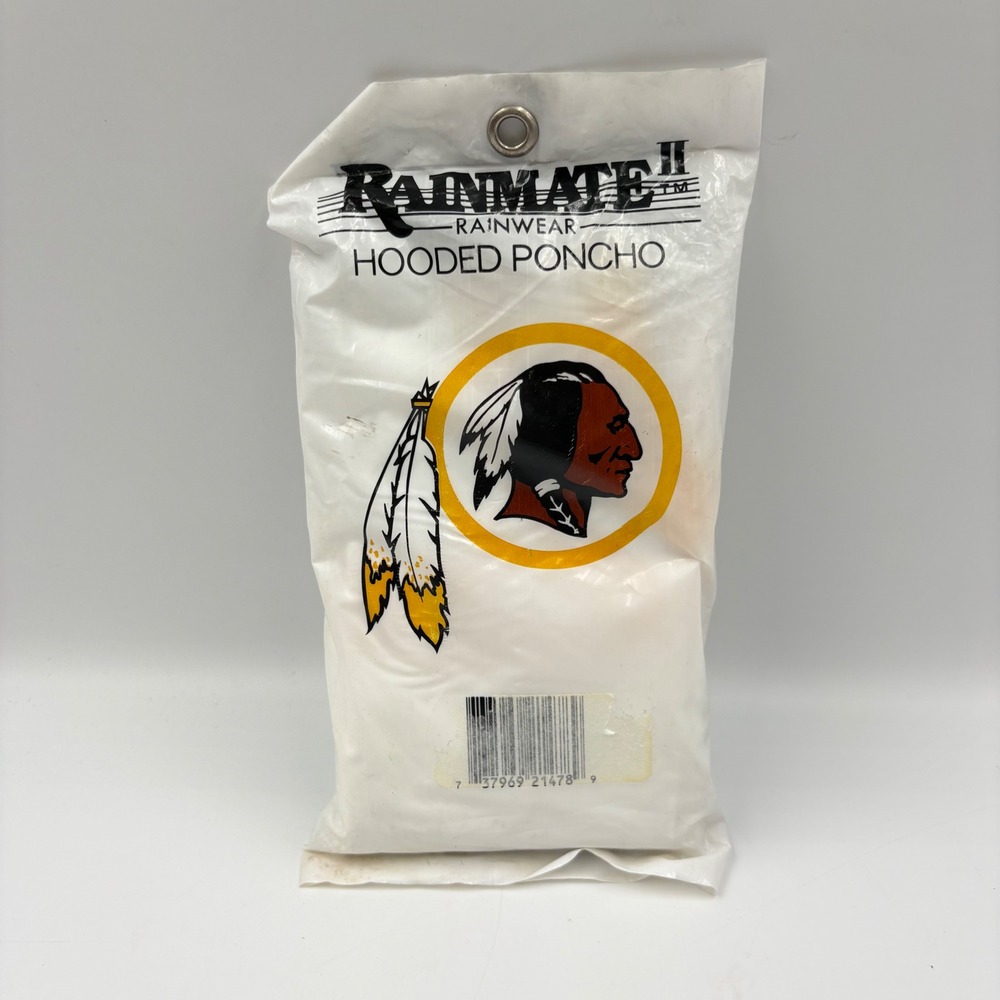 Rainmate Hooded Poncho Washington Redskins OS White Vintage NFL Rainwear
